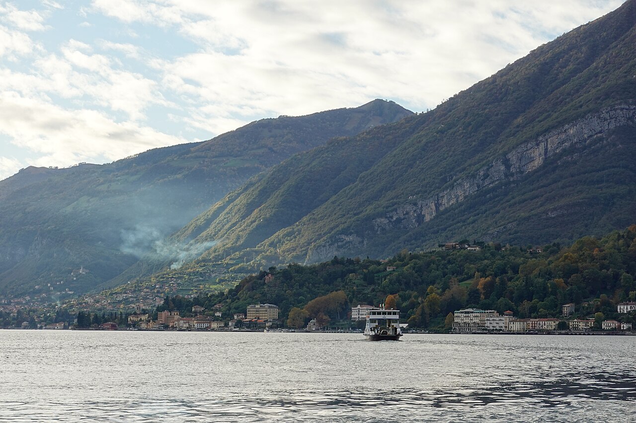 A boat on Lake Como at Bellagio, Italy