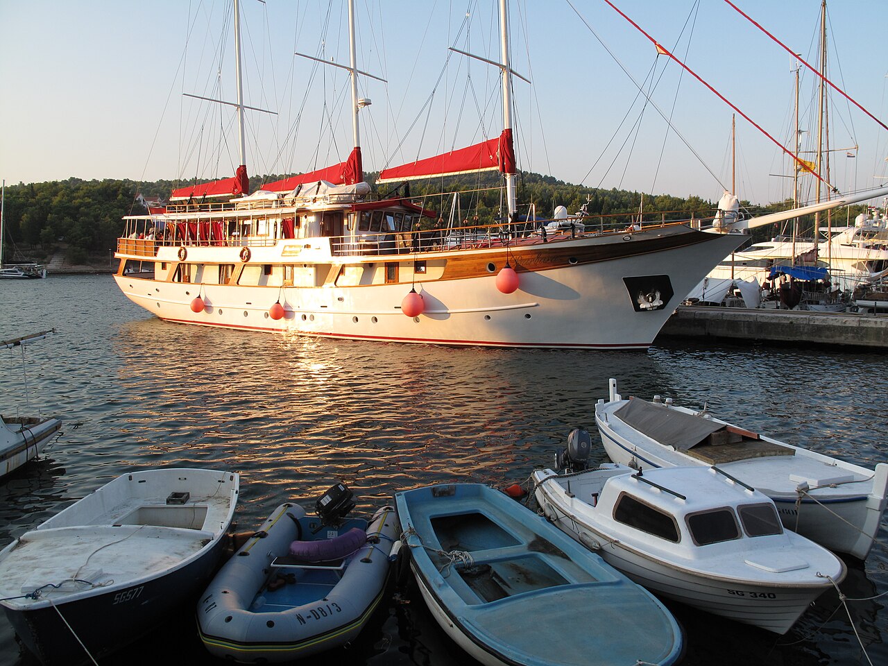 A boat in the harbour at Stari Grad, Croatia