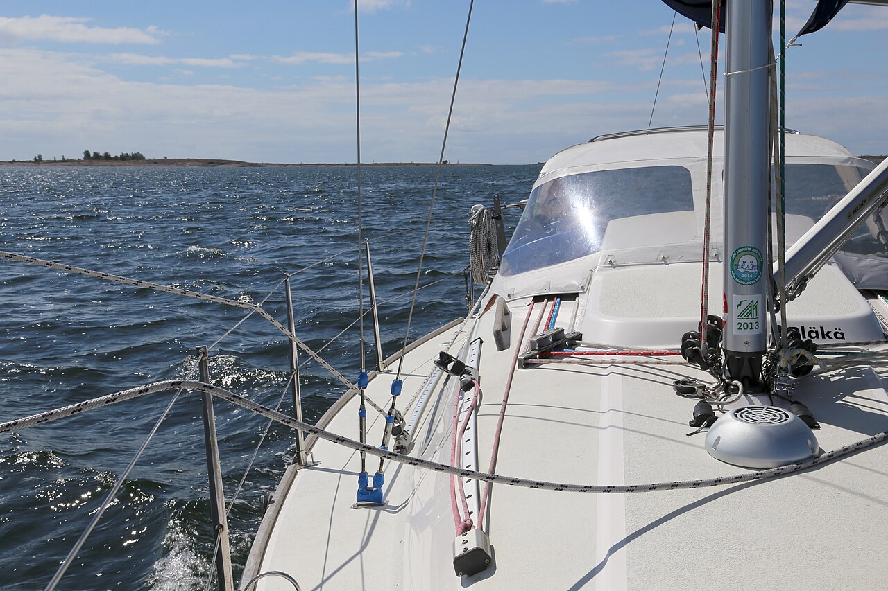 A sailing boat running downwind north of Åland, Finland